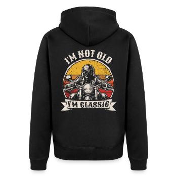 Je ne suis pas vieux, je suis du classique | Biker | Moto - Veste à capuche bio Premium Unisexe - noir - Dos - Nico (187cm)