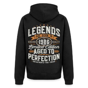 Cadeau rétro vintage d’anniversaire 1986 - Veste à capuche bio Premium Unisexe - noir - Dos - Nico (187cm)