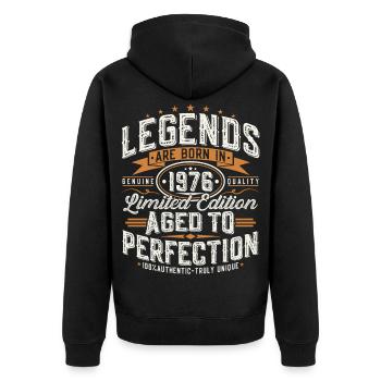 1976 Jahrgang Vintage Geburtstag Geschenk Retro - Unisex Premium Bio Zip Hoodie - Schwarz - Hinten - Nico (187cm)