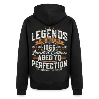 1966 Jahrgang Vintage Geburtstag Geschenk Retro - Unisex Premium Bio Zip Hoodie - Schwarz - Hinten - Nico (187cm)