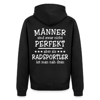 Radsportler Männer - Unisex Premium Bio Zip Hoodie - Schwarz - Hinten - Nico (187cm)