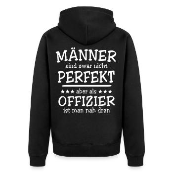 Offizier Männer - Unisex Premium Bio Zip Hoodie - Schwarz - Hinten - Nico (187cm)