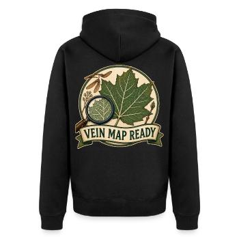 VEIN MAP READY - Unisex Premium Bio Zip Hoodie - Schwarz - Hinten - Nico (187cm)