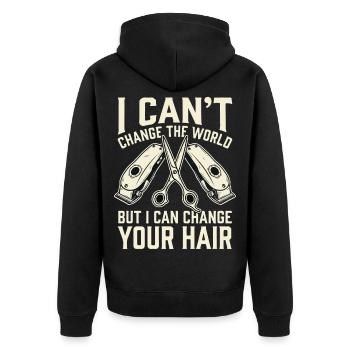 Je peux changer ta coiffure - Veste à capuche bio Premium Unisexe - noir - Dos - Nico (187cm)