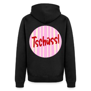 Abschied Tschüss - Unisex Premium Bio Zip Hoodie - Schwarz - Hinten - Nico (187cm)