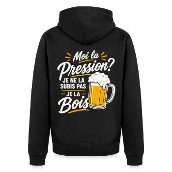 Bière Cadeau humour personnalisé - Veste à capuche bio Premium Unisexe - noir - Dos - Nico (187cm)