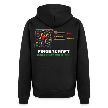 Bloc rétro en pixel art : Dire monter de niveau - Veste à capuche bio Premium Unisexe - noir - Dos - Nico (187cm)