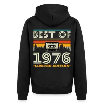 1976 Vintage Retro Geburtstagsgeschenk - Unisex Premium Bio Zip Hoodie - Schwarz - Hinten - Nico (187cm)