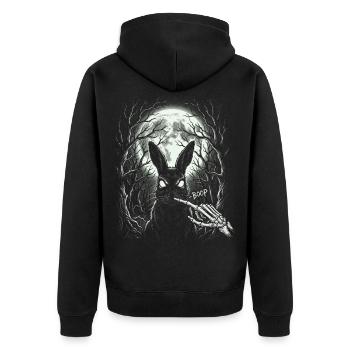 Skelettboop, gruselig, niedlich, Hasen, Goth, - Unisex Premium Bio Zip Hoodie - Schwarz - Hinten - Nico (187cm)