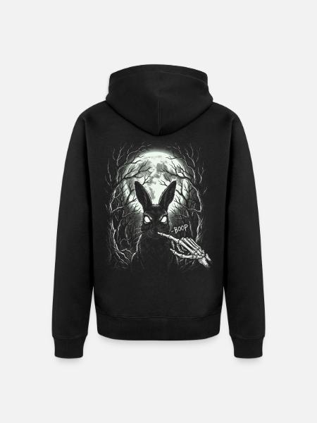 Skelettboop, gruselig, niedlich, Hasen, Goth, - Unisex Premium Bio Zip Hoodie - Schwarz