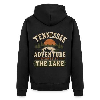 Tennessee Angeln Fischer See und Fisch - Unisex Premium Bio Zip Hoodie - Schwarz - Hinten - Nico (187cm)