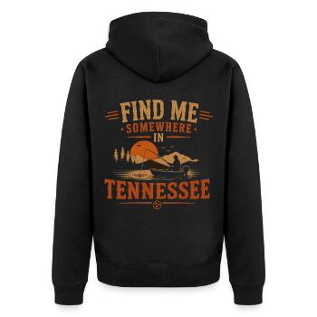Tennessee Fischer Angler Fischfang See - Unisex Premium Bio Zip Hoodie - Schwarz - Hinten - Nico (187cm)
