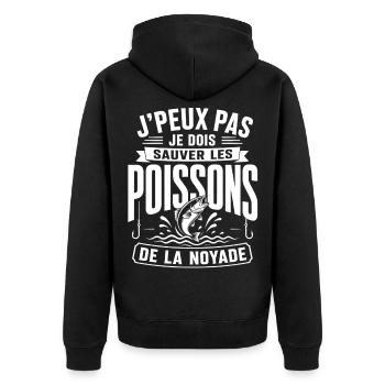 Humour Pêcheur, Cadeau Pêche Drôle - Veste à capuche bio Premium Unisexe - noir - Dos - Nico (187cm)