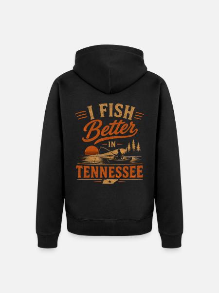 Tennessee Angler Fischjäger Seefischen - Unisex Premium Bio Zip Hoodie - Schwarz