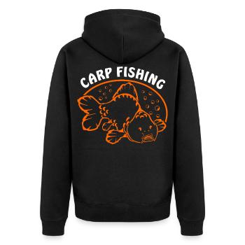 Fische_angeln_002_carp_fishing - Unisex Premium Bio Zip Hoodie - Schwarz - Hinten - Nico (187cm)