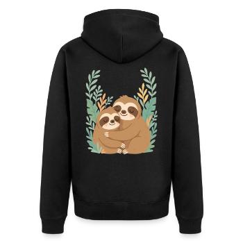De jolis paresseux se blottissent dans un design de jungle - Veste à capuche bio Premium Unisexe - noir - Dos - Nico (187cm)