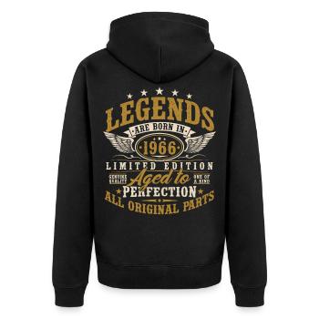 1966 Jahrgang geboren Geburtstag Vintage Geschenk - Unisex Premium Bio Zip Hoodie - Schwarz - Hinten - Nico (187cm)
