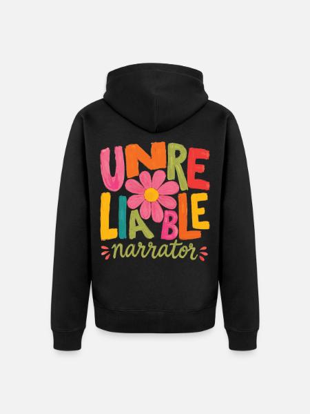 Unzuverlässiger Erzähler, Buchliebhaber, Autor - Unisex Premium Bio Zip Hoodie - Schwarz