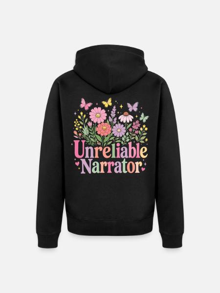 Unzuverlässiger Erzähler, Buchliebhaber, Autor - Unisex Premium Bio Zip Hoodie - Schwarz