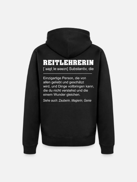 Reitlehrerin Definition Geschenk Lustig - Unisex Premium Bio Zip Hoodie - Schwarz