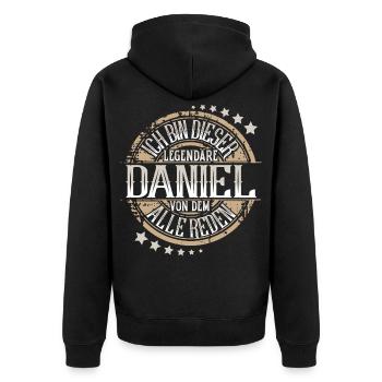 Daniel - Unisex Premium Bio Zip Hoodie - Schwarz - Hinten - Nico (187cm)