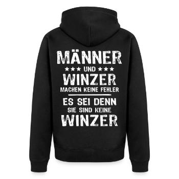 Winzer - Unisex Premium Bio Zip Hoodie - Schwarz - Hinten - Nico (187cm)