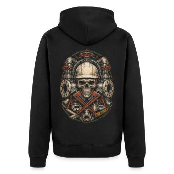 Rohrleger Rohrleitungsbauer - Unisex Premium Bio Zip Hoodie - Schwarz - Hinten - Nico (187cm)