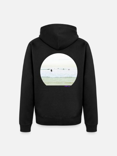 Surfer-Silhouette - Unisex Premium Bio Zip Hoodie - Schwarz