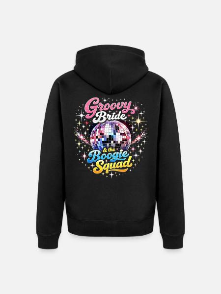 Groovy Bride & Boogie Squad JGA Diskokugel - Unisex Premium Bio Zip Hoodie - Schwarz