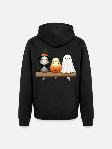 Wellensittiche Halloween - Unisex Premium Bio Zip Hoodie - Schwarz