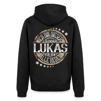 Lukas - Unisex Premium Bio Zip Hoodie - Schwarz - Hinten - Nico (187cm)