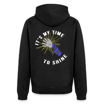 Es ist meine Zeit zu glänzen - Unisex Premium Bio Zip Hoodie - Schwarz - Hinten - Nico (187cm)