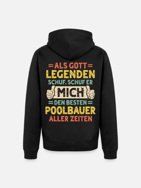 Poolbauer - Unisex Premium Bio Zip Hoodie - Schwarz