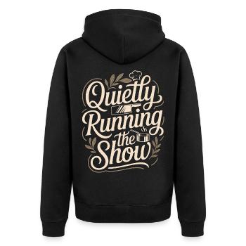Sous Chef Quietly Running The Show Culinary Arts - Unisex Premium Bio Zip Hoodie - Schwarz - Hinten - Nico (187cm)