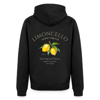 Limoncello – Amalfiküste - Unisex Premium Bio Zip Hoodie - Schwarz - Hinten - Nico (187cm)