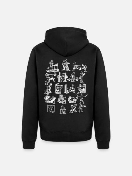 Backprint Training Workout Gym Muskelaufbau - Unisex Premium Bio Zip Hoodie - Schwarz