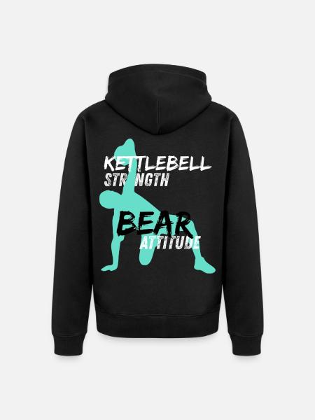 Kettlebell Stärke Bear Attitude - Unisex Premium Bio Zip Hoodie - Schwarz