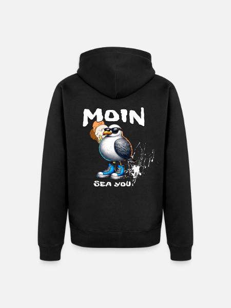 Moin Sea You Seemöwe Cartoon - Unisex Premium Bio Zip Hoodie - Schwarz