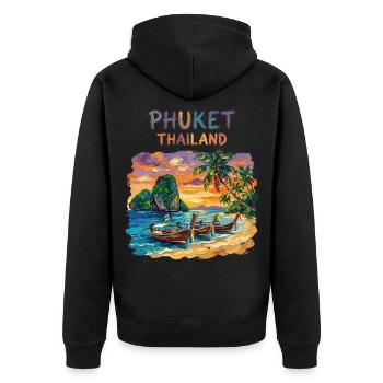 Phuket Thailand - Unisex Premium Bio Zip Hoodie - Schwarz - Hinten - Nico (187cm)
