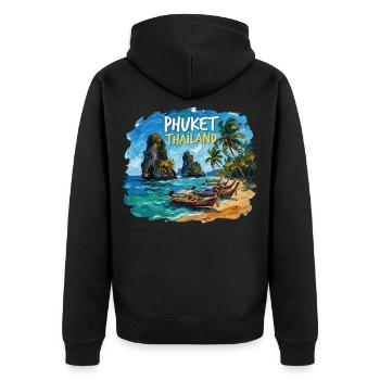 Phuket Thailand - Unisex Premium Bio Zip Hoodie - Schwarz - Hinten - Nico (187cm)