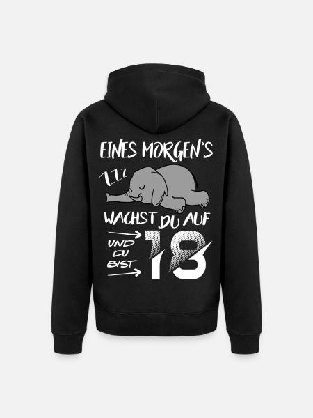18 Jahre Elefant wacht auf ZZZ Schlafen Geburtstag - Unisex Premium Bio Zip Hoodie - Schwarz
