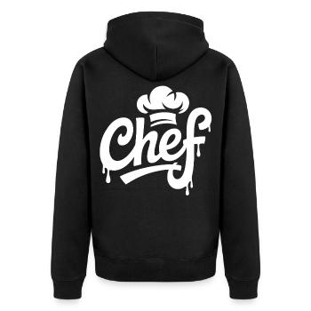 Chef Graffiti Kochkunst - Unisex Premium Bio Zip Hoodie - Schwarz - Hinten - Nico (187cm)