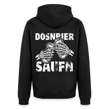 Bierdose Anstoßen | Dosnbier Saufn | Skelett - Unisex Premium Bio Zip Hoodie - Schwarz - Hinten - Nico (187cm)