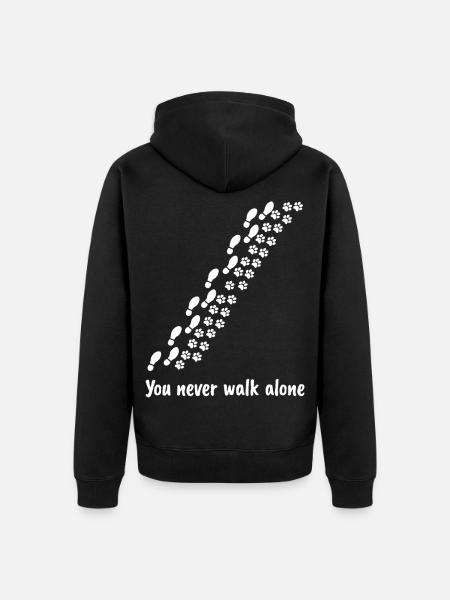 You Never Walk Alone Pfotenabdrücke - Unisex Premium Bio Zip Hoodie - Schwarz