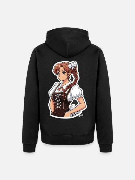 Dirndl Anime Charme - Unisex Premium Bio Zip Hoodie - Schwarz