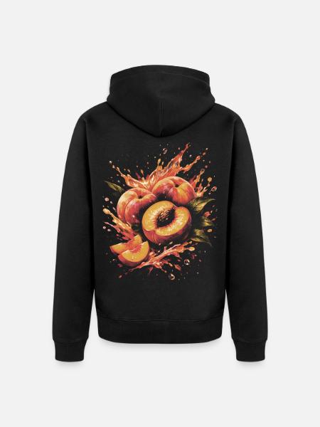 Saftige Pfirsichfrucht-Sommer-Splash-Art - Unisex Premium Bio Zip Hoodie - Schwarz