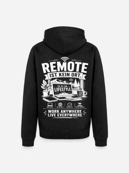 Remote ist kein Ort Lifestyle - Unisex Premium Bio Zip Hoodie - Schwarz