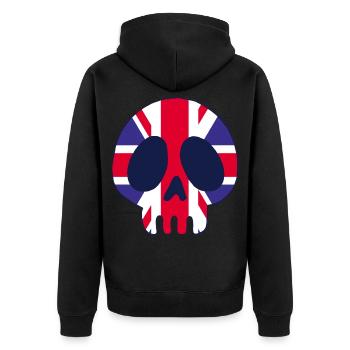Britischer Schädel - Unisex Premium Bio Zip Hoodie - Schwarz - Hinten - Nico (187cm)