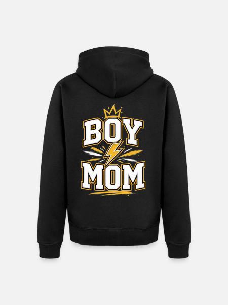 Boy Mom Power Crown - Unisex Premium Bio Zip Hoodie - Schwarz