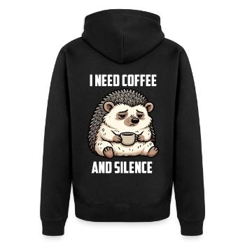 Igel Igelliebhaber Igelbesitzer Igelhalter Stachel - Unisex Premium Bio Zip Hoodie - Schwarz - Hinten - Nico (187cm)
